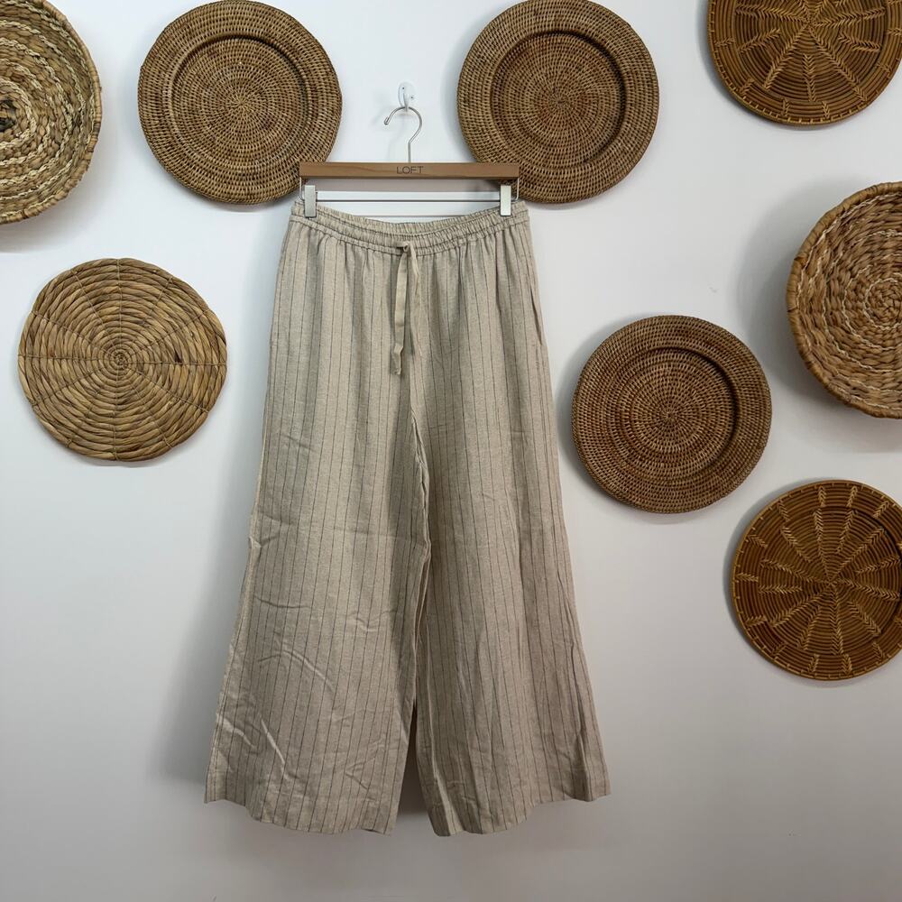 Max Studio Beige Wide Leg Linen Pants Medium